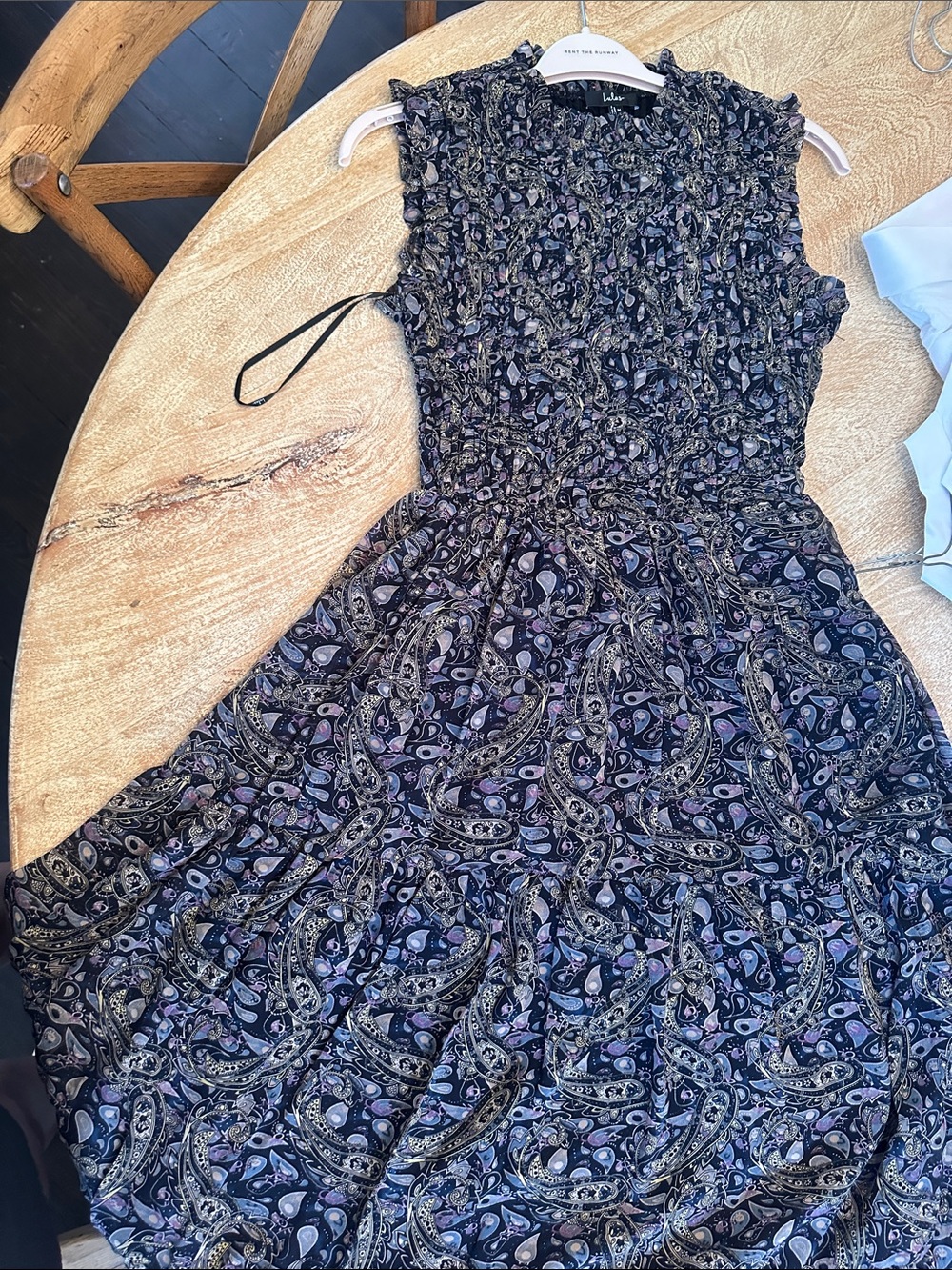 Lulu's Black and Purple Paisley Maxi Dress with Smocked Bodice
